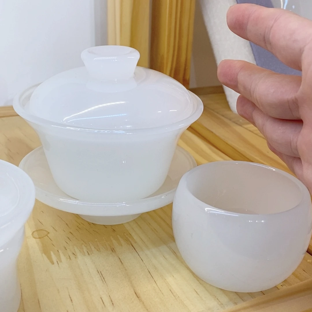 白琉璃盖碗 客杯2个