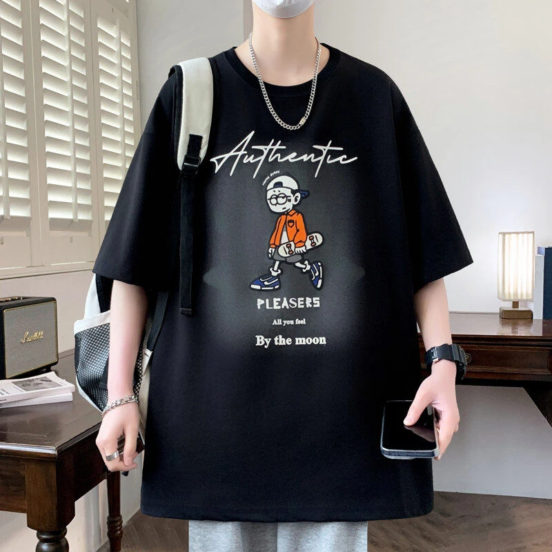 2025夏季新款男生运动休闲纯棉短袖T恤青少年学生潮流帅气体恤男