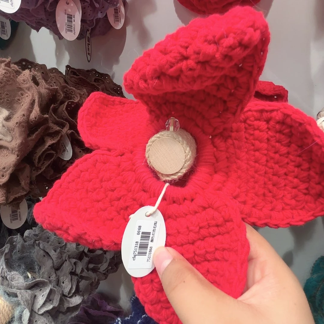 布艺非金属红色花朵发圈
