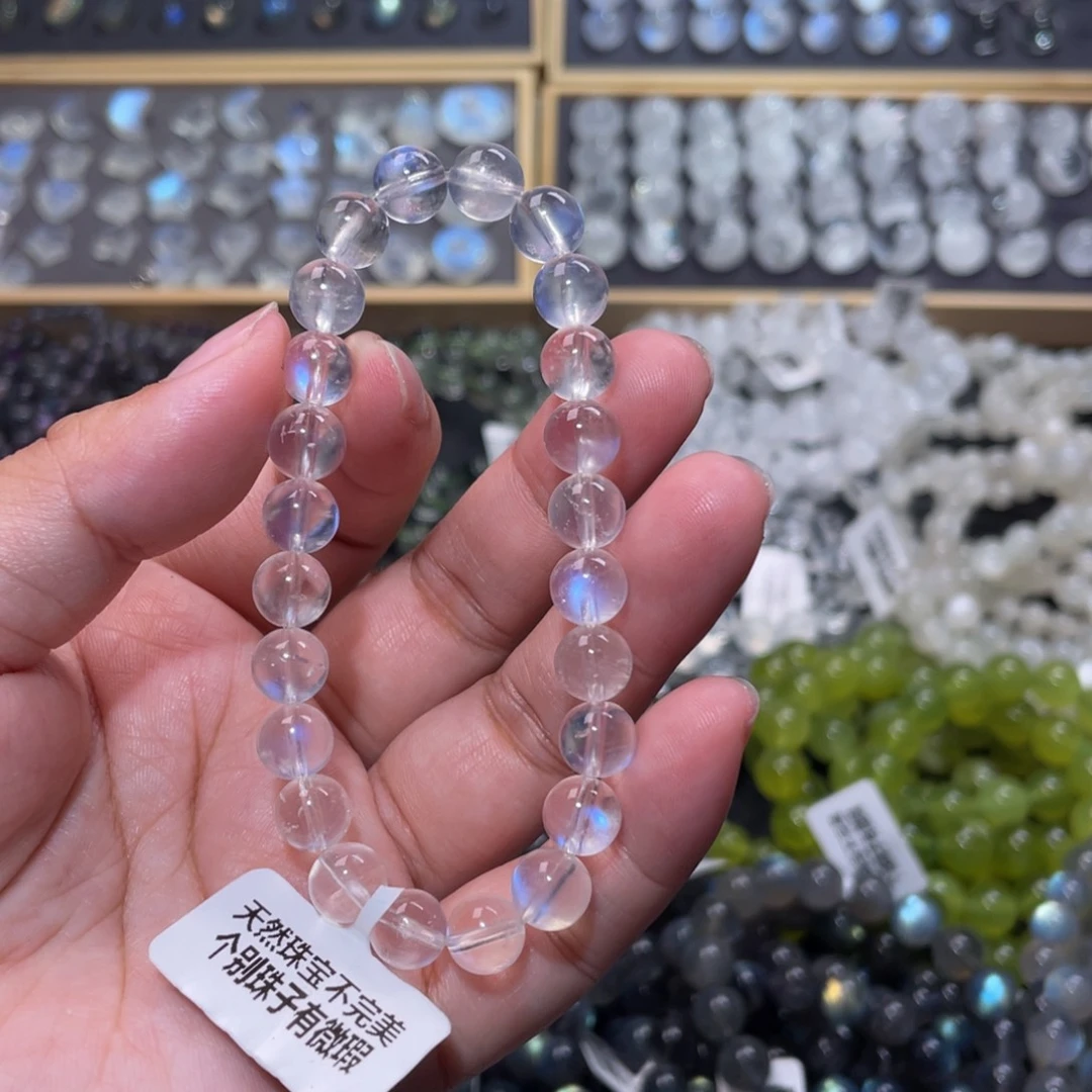 长石手链未镶嵌玛****?蓝月光手链8mm