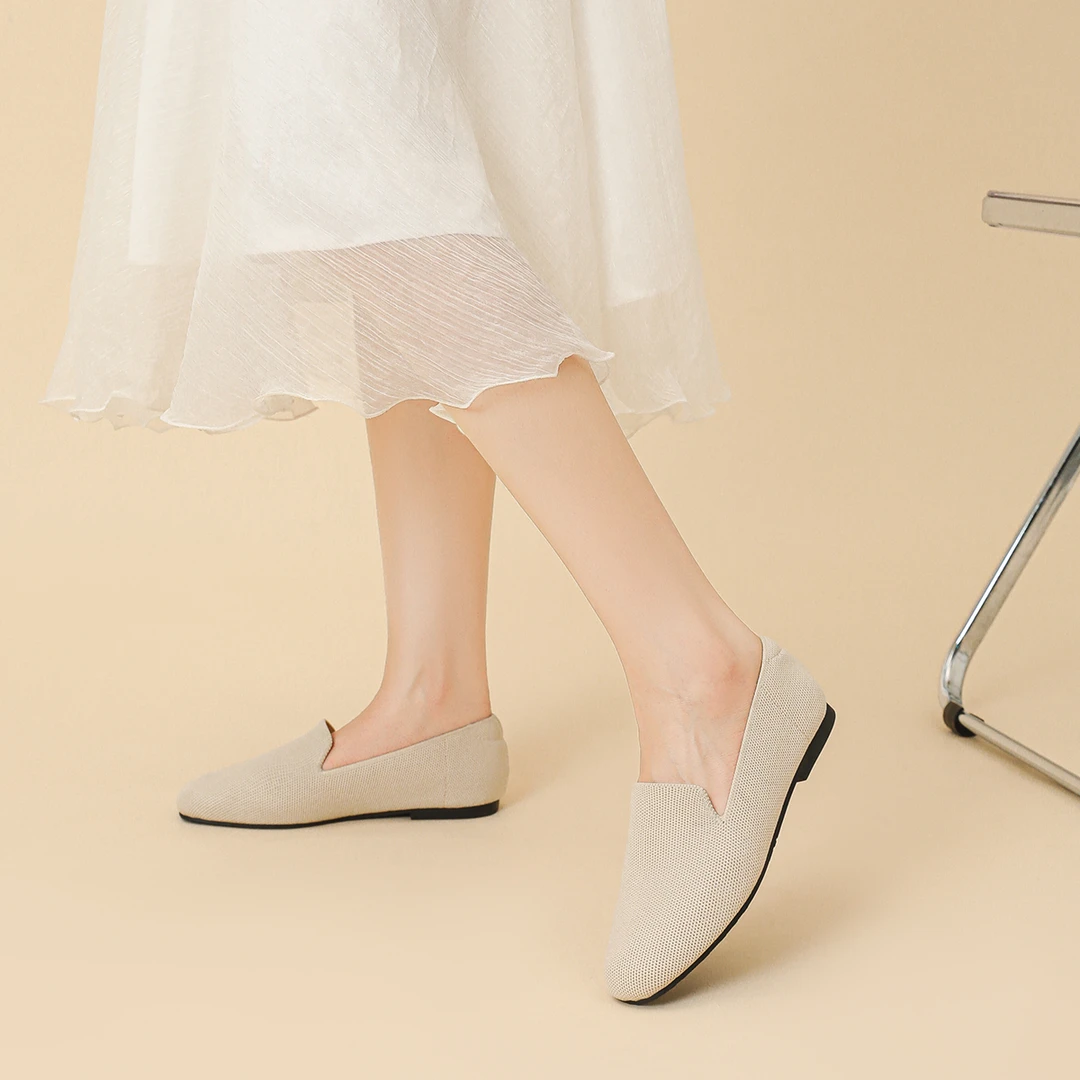 平底豆豆鞋女新款法式方头深口软底舒适不累脚时尚平底豆豆单鞋女