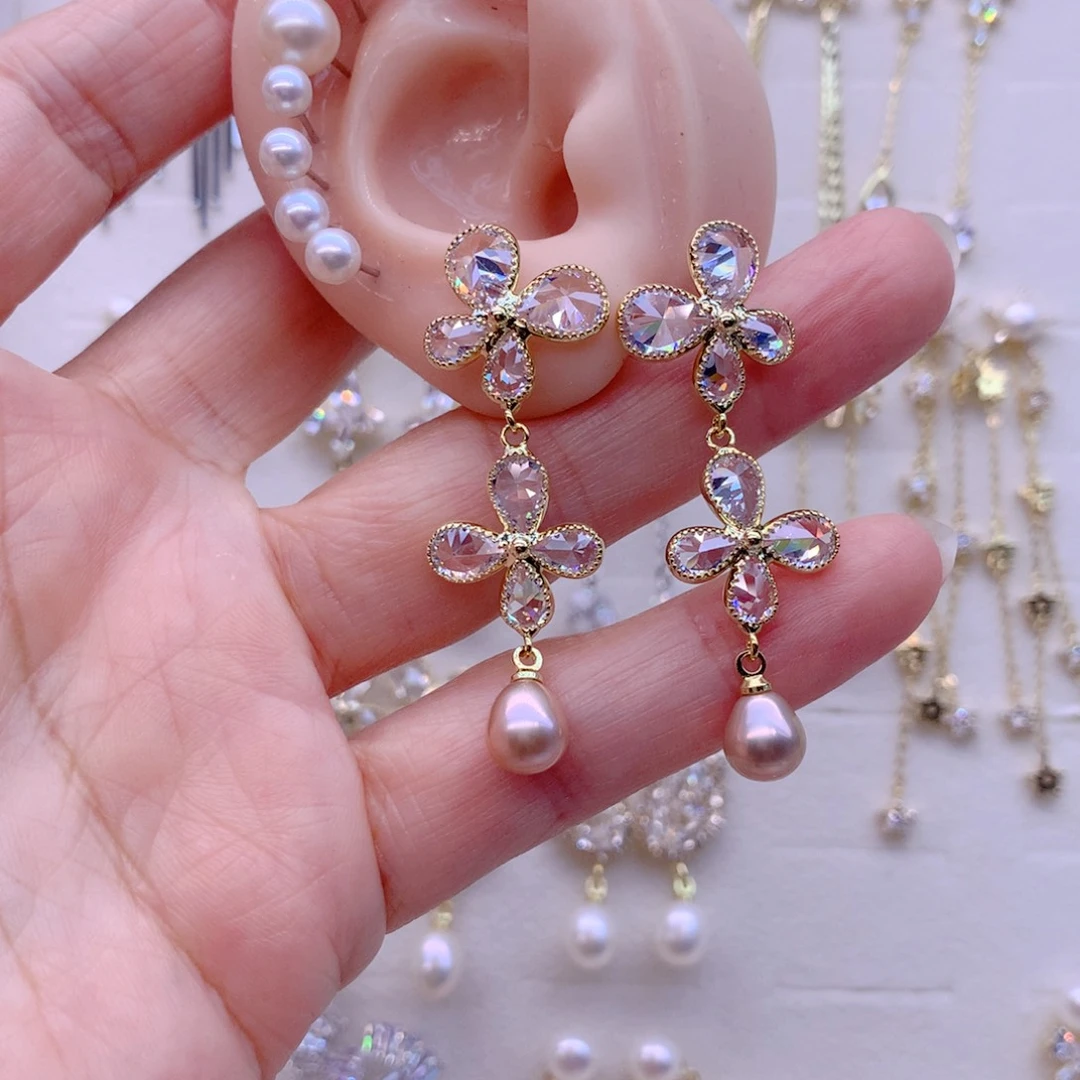 合金淡水珍珠耳饰