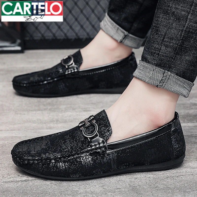 卡帝乐鳄鱼豆豆鞋男鞋夏季2025新款百搭防滑耐磨男士商务休闲皮鞋