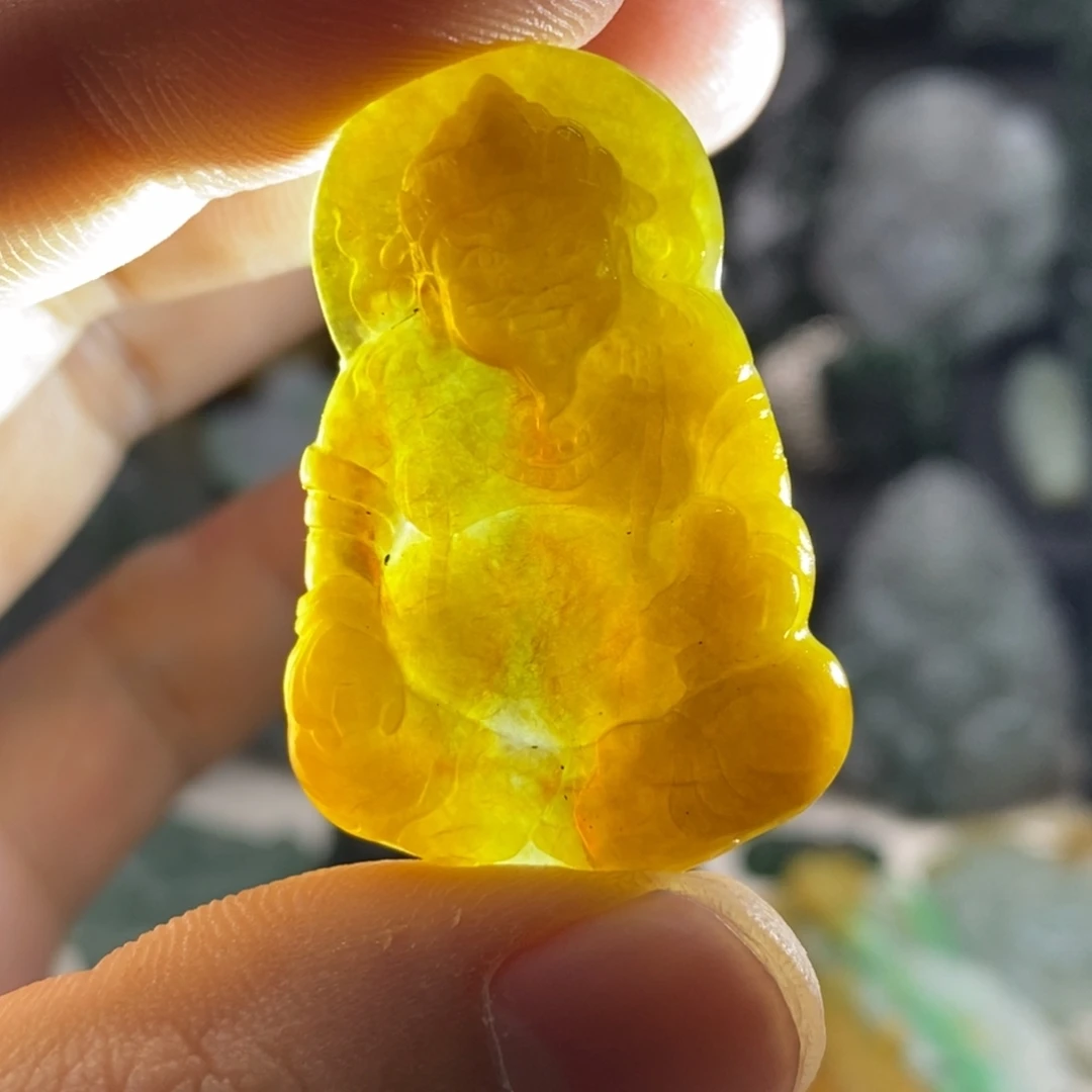 定制翡翠未镶嵌天然翡翠A货黄财神