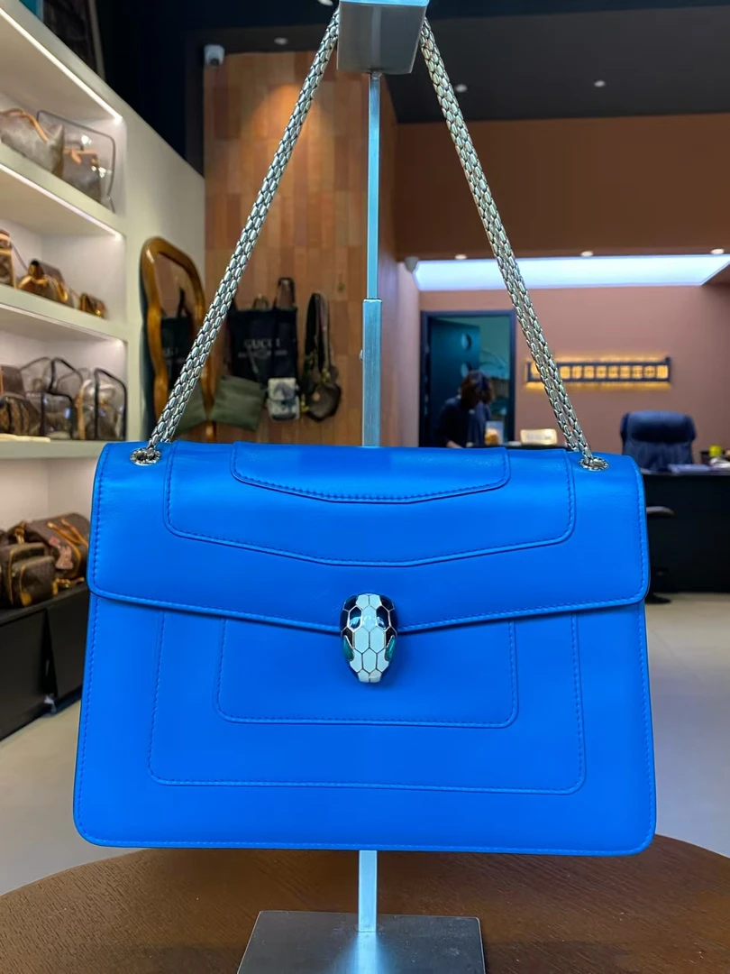 99新 BVLGARI/宝格丽 大力中古/中号蛇头带镜子超显白单肩包
