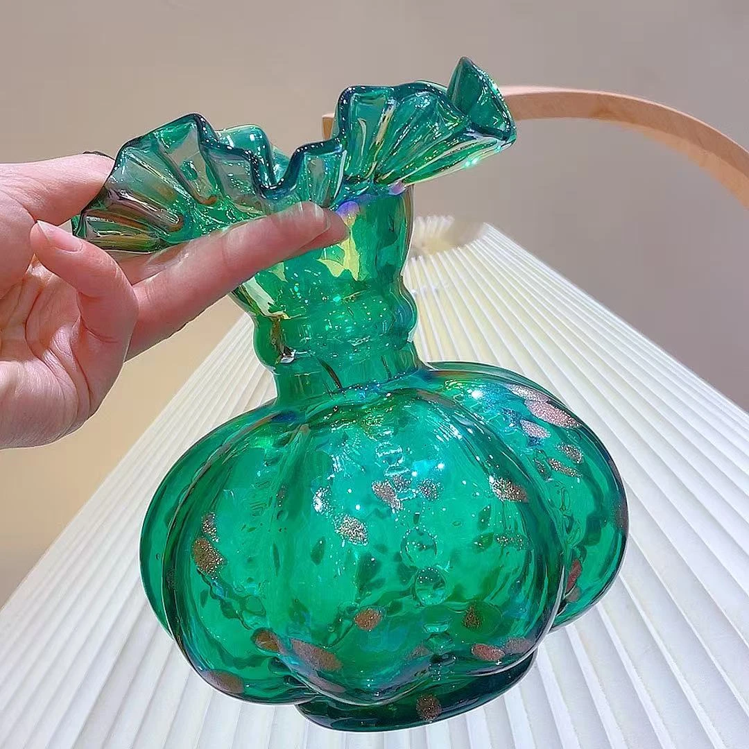 复古琉璃芬顿花瓶客厅装饰手工琉璃插花器水养摆件