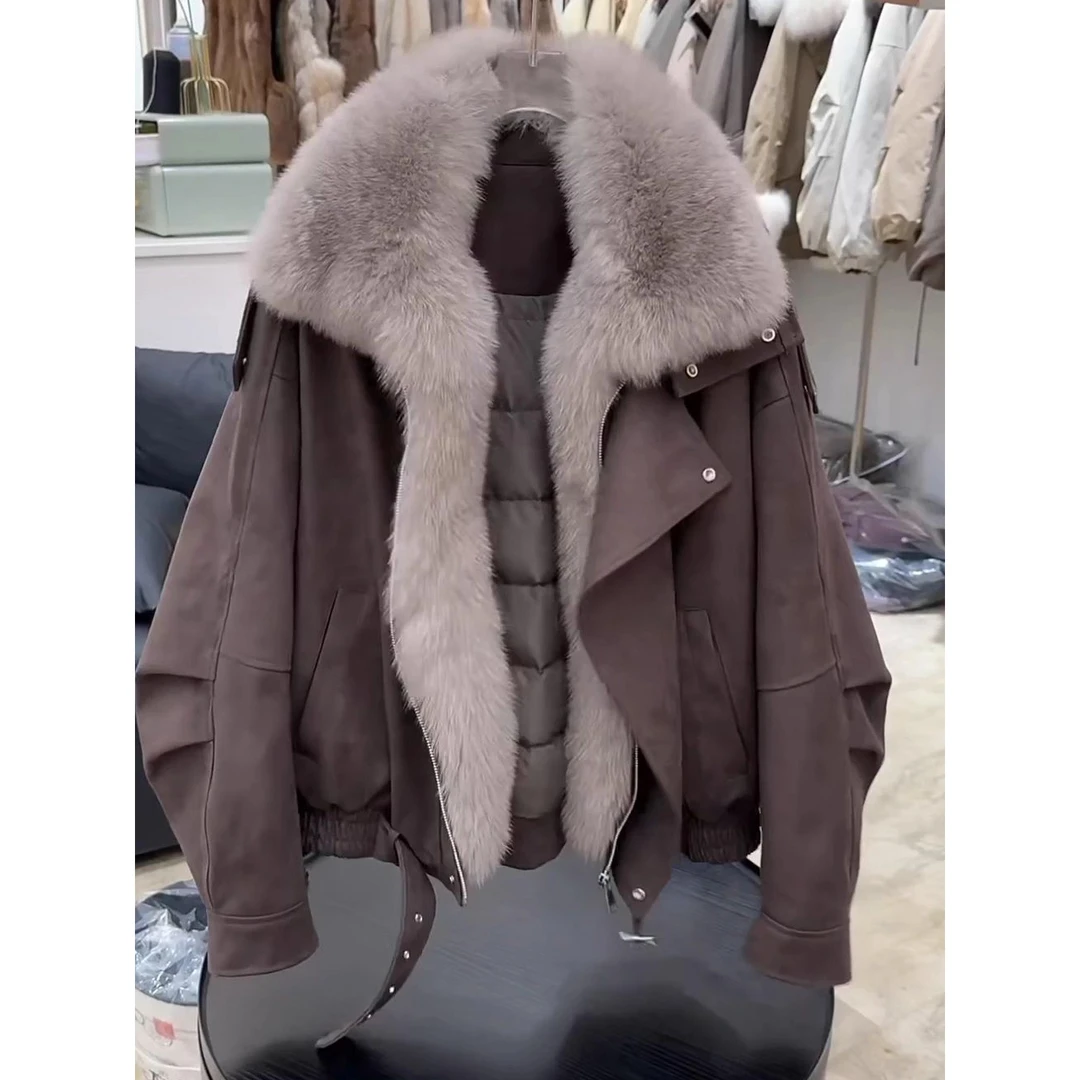 冬季2025新款街头风大毛领工装派克服棉服女夹克加厚保暖棉衣外套