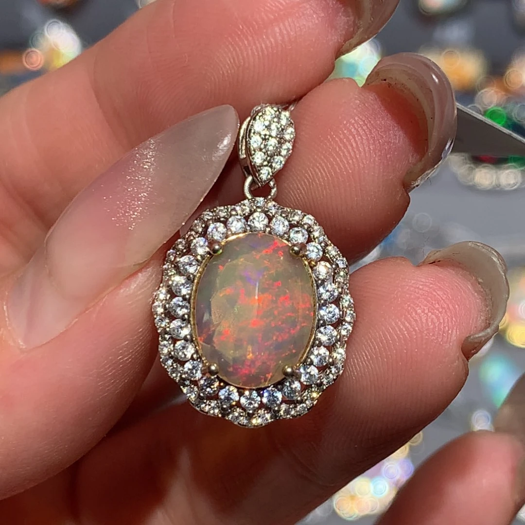 欧泊福利吊坠银S925镶嵌