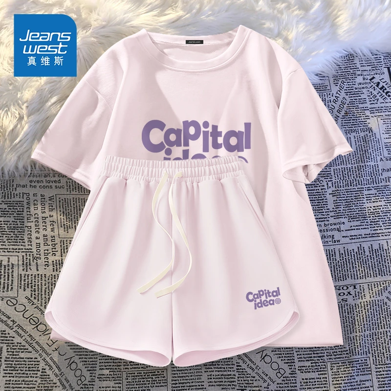 真维斯运动套装女夏季新款速干短袖短裤微胖mm2025超火夏装一整套