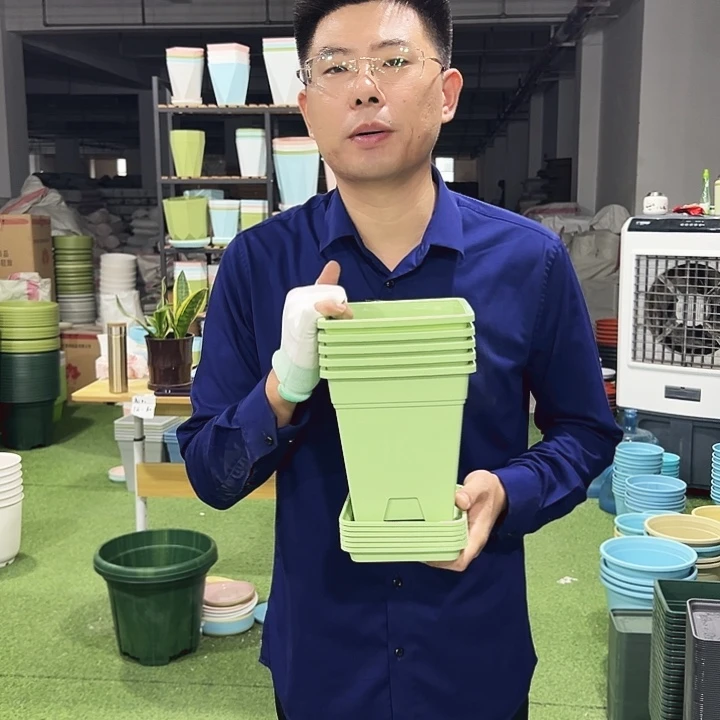 正品方盆口16高18果绿5只带托