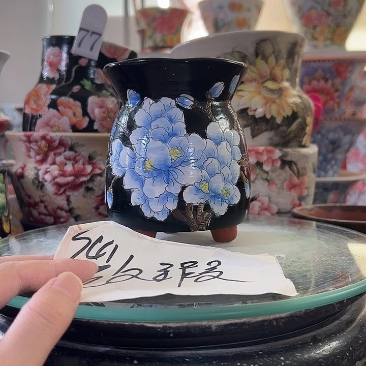 景德镇幸运花盆手绘韩式花盆