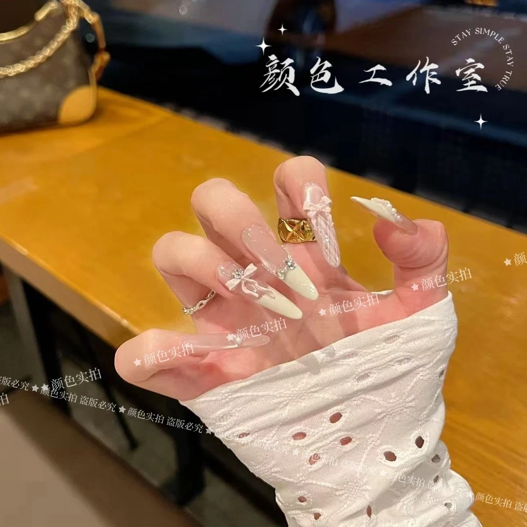 纯欲温柔风甜美系高定猫眼甜心少女气质美甲 纯手工仙女款穿戴甲