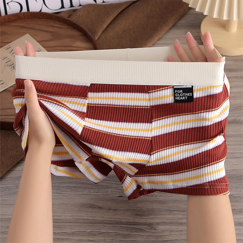 仟雅仙子男士内裤男款条纹透气平角裤中腰舒适男式四角裤新款裤衩