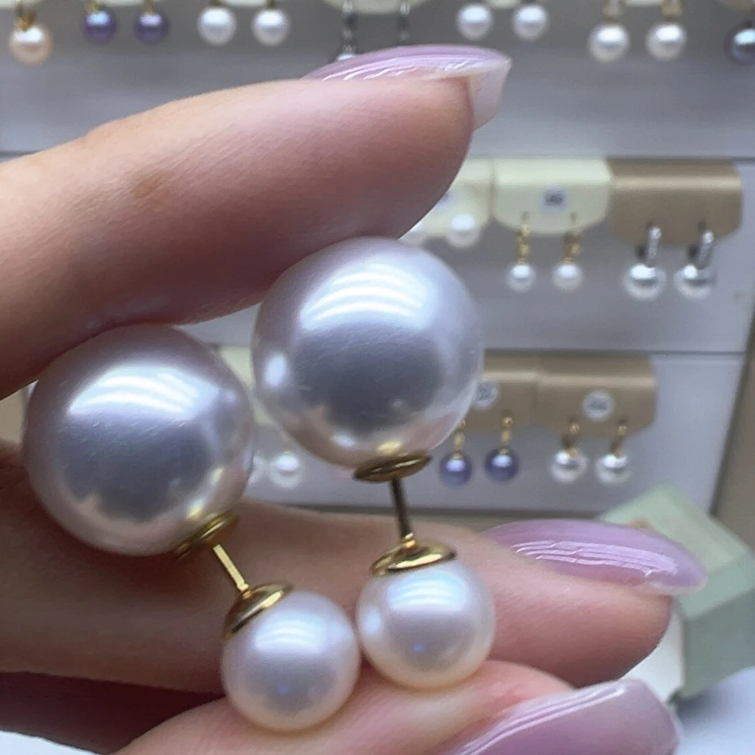 银S925镶嵌淡水珍珠耳饰