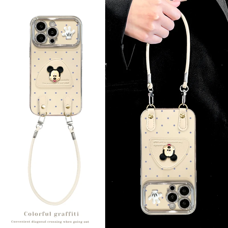 波点米奇适用苹果15华为vivo/oppo小米iPhone16pro电镀视窗手机壳