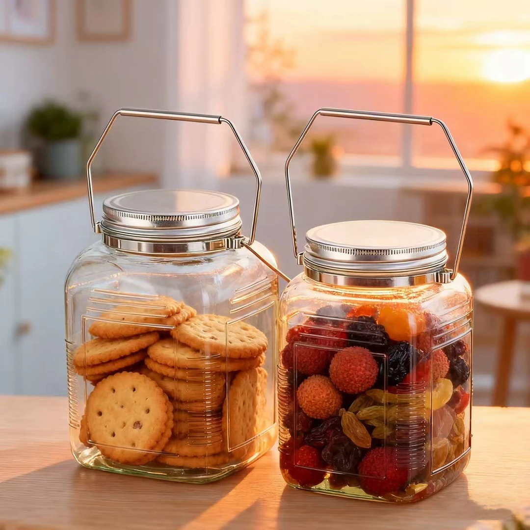 加厚无铅玻璃密封罐果酒泡酒瓶腌菜泡菜坛带提手厨房调料收纳罐