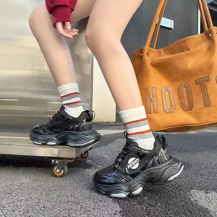 春季新款百搭透气拼色厚底复古休闲运动德训鞋858-1