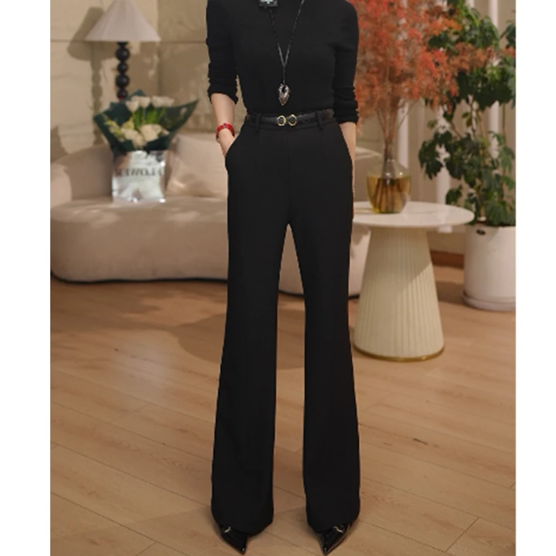 【悠扬】高工艺肌理纹垂坠百搭微喇裤5290