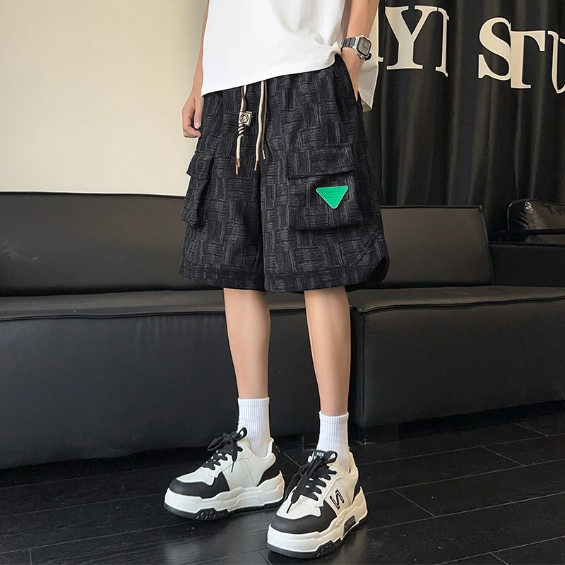 引创夏季新款男士大口袋工装短裤美式潮流百搭薄款直筒休闲短裤男