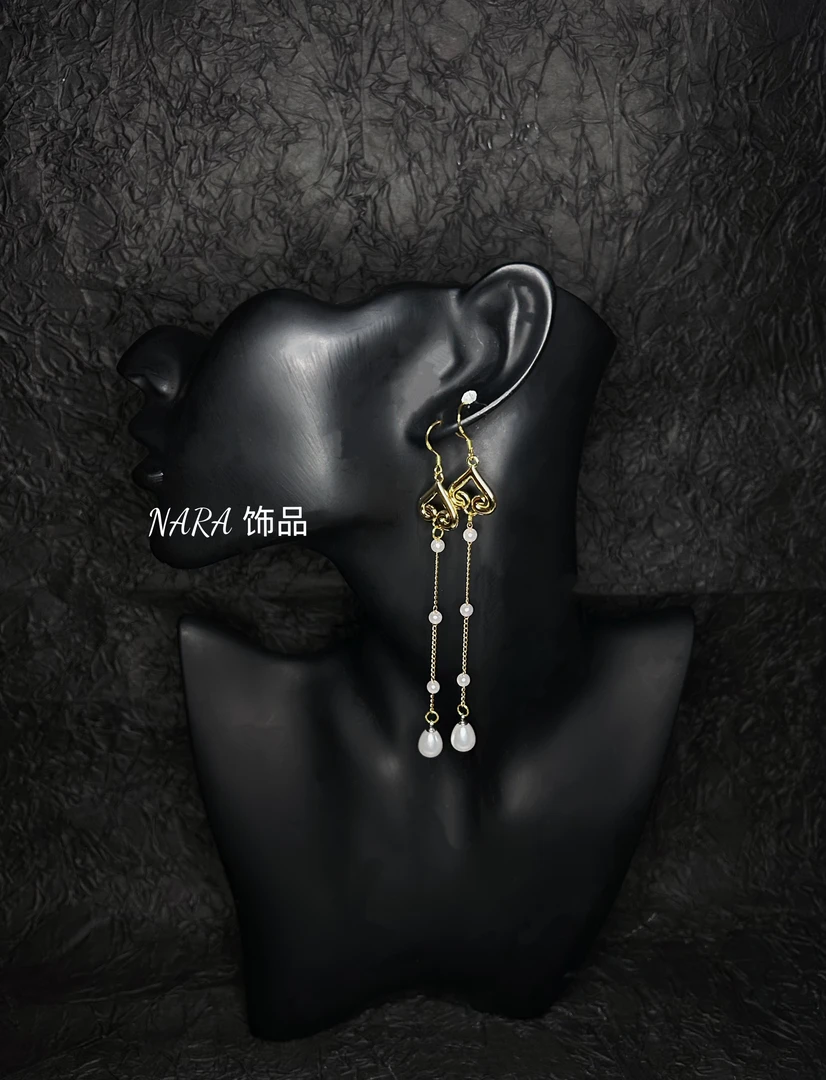 铜合金仿珍珠耳饰 蒙古元素心恋耳环时尚吊坠民族风长款925银针