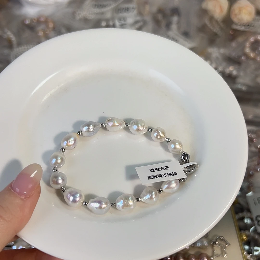 小****银S925镶嵌天然淡水珍珠手链淡水珍珠