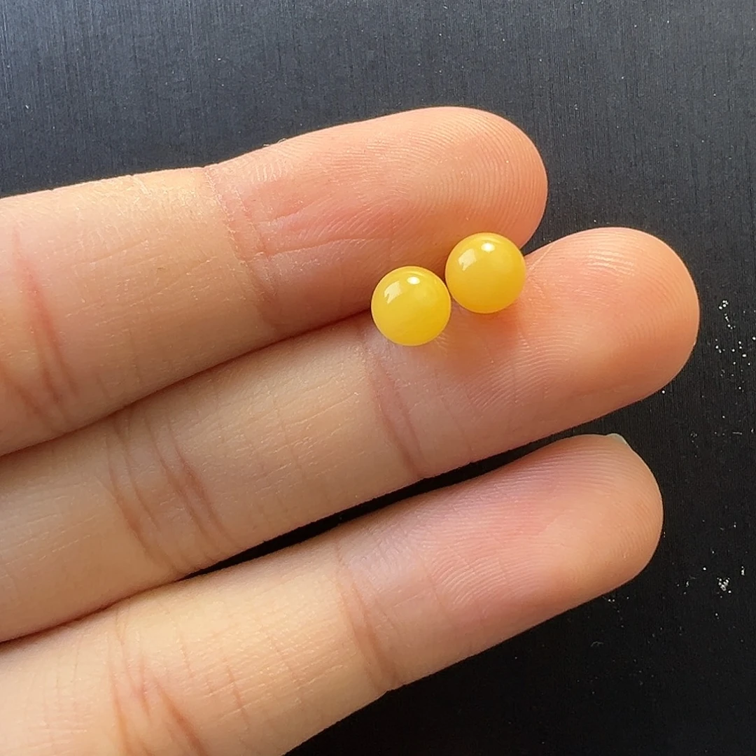 蜜蜡银S925镶嵌戒指精品素耳钉