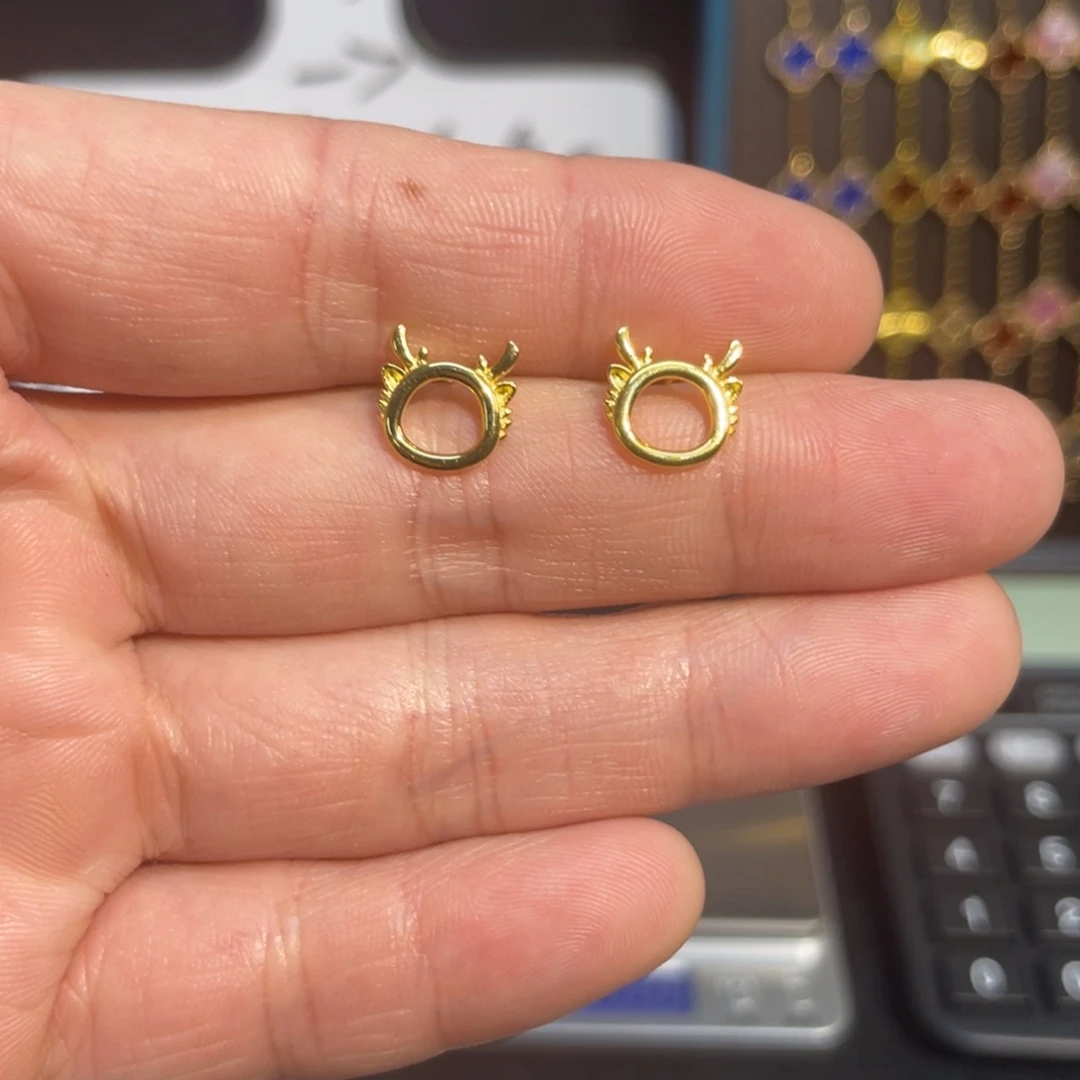 925银鹿角直针耳钉