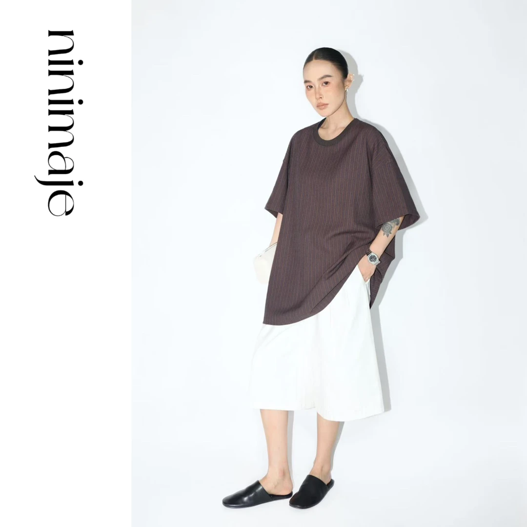 NanBeiBei '老钱T' 设计款宽松廓形百搭短袖上衣 1490