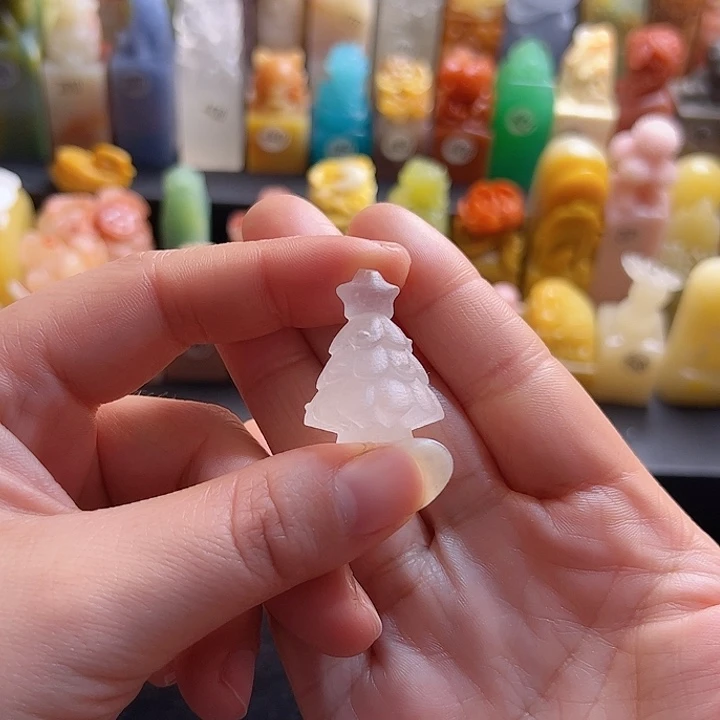 昌化石印石手工定制1.2厘米正圆，圣诞树，包刻字