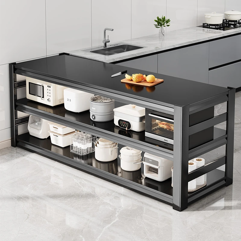 电饭煲置物架厨房切菜工作台落地多功能家用电器收纳架橱柜延长台
