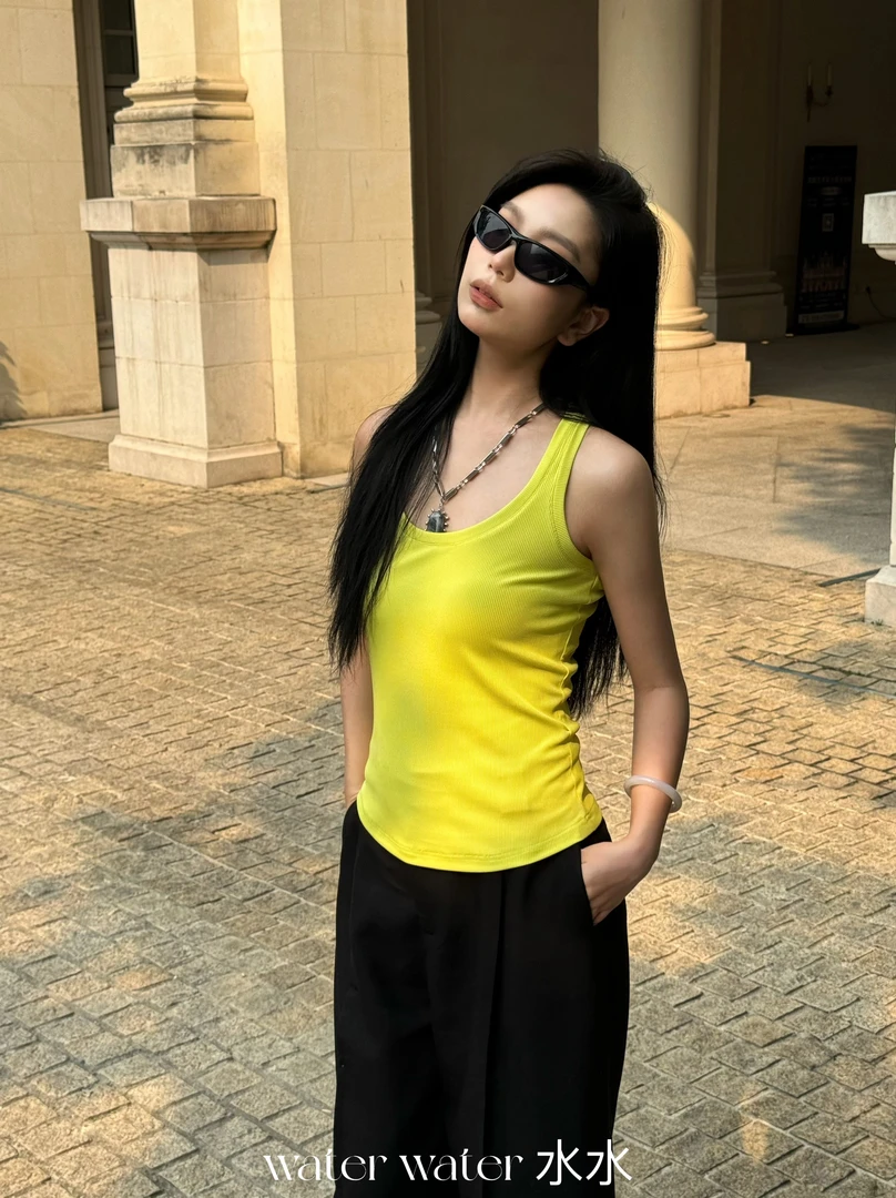 waterwater水水-柠檬黄吊带背心