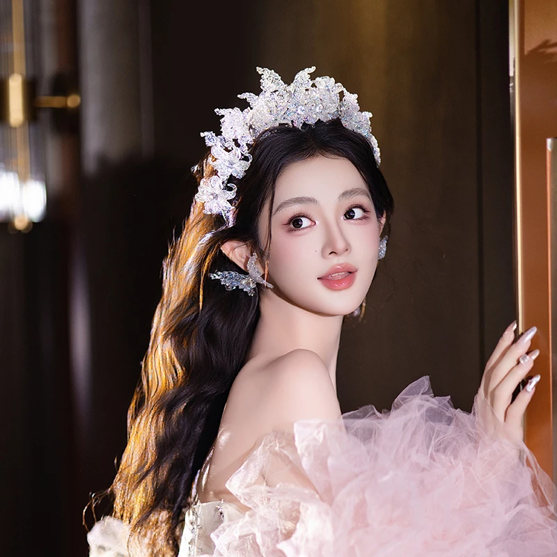 合金婚庆饰品 新娘婚礼跟妆蝴蝶仙美新款灵动公主拍照头饰G0295T