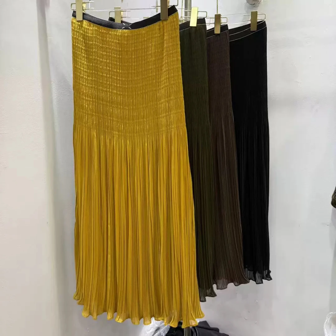 《一步到位》秋季新款百褶半身裙女士休闲气质百搭高腰裙