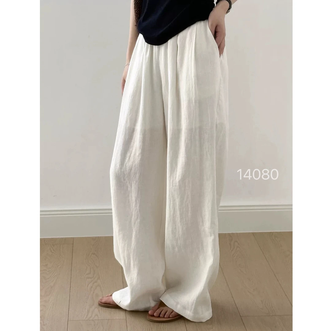 14080（裤长98cm左右） SANFAN 新款净版纯色休闲阔腿裤
