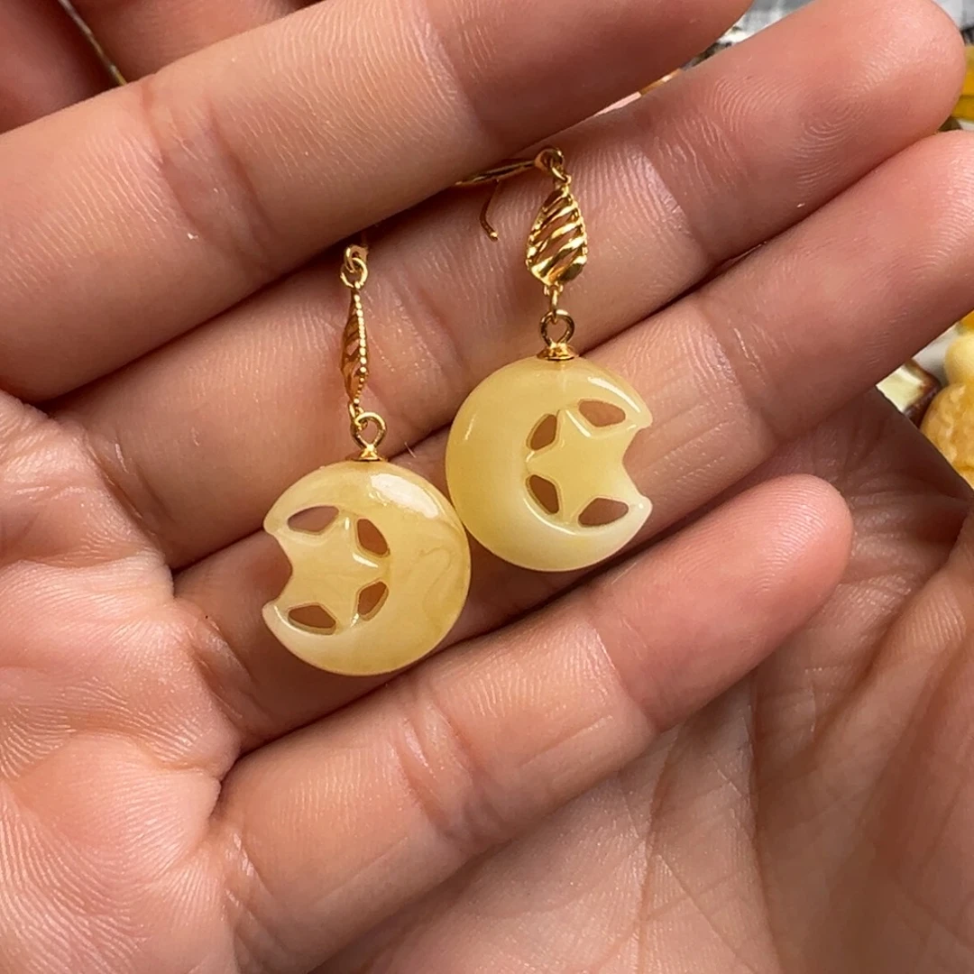 蜜蜡银S925镀金镶嵌裸石蜜蜡