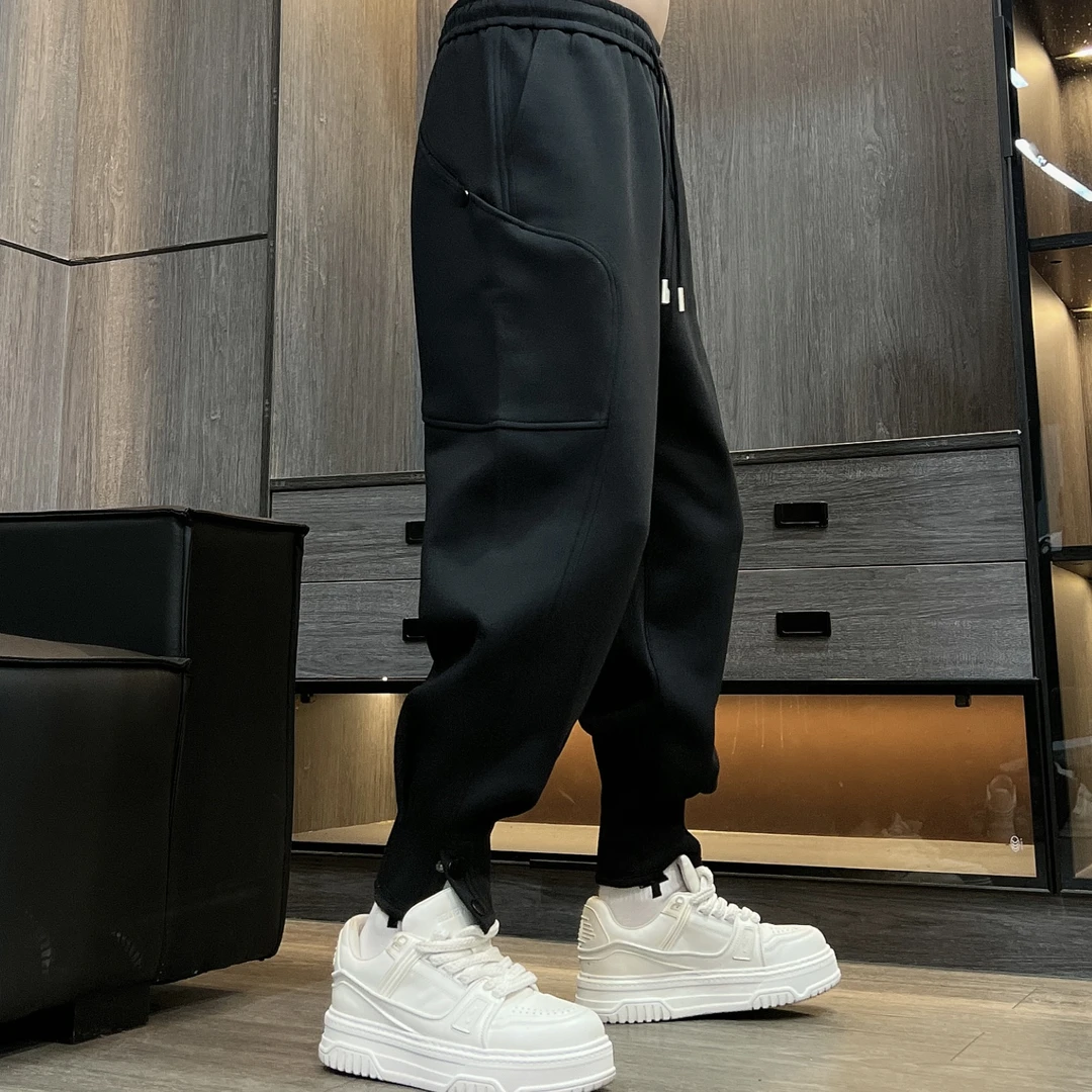 『小宇』xy-73103秋冬新款加绒加厚阔版哈伦裤时尚束脚休闲裤