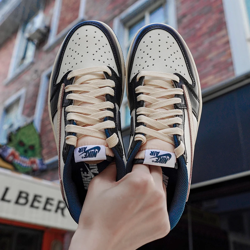 NIKE/耐克AirJordan1海军蓝低帮潮鞋百搭男女运动【定制球鞋】