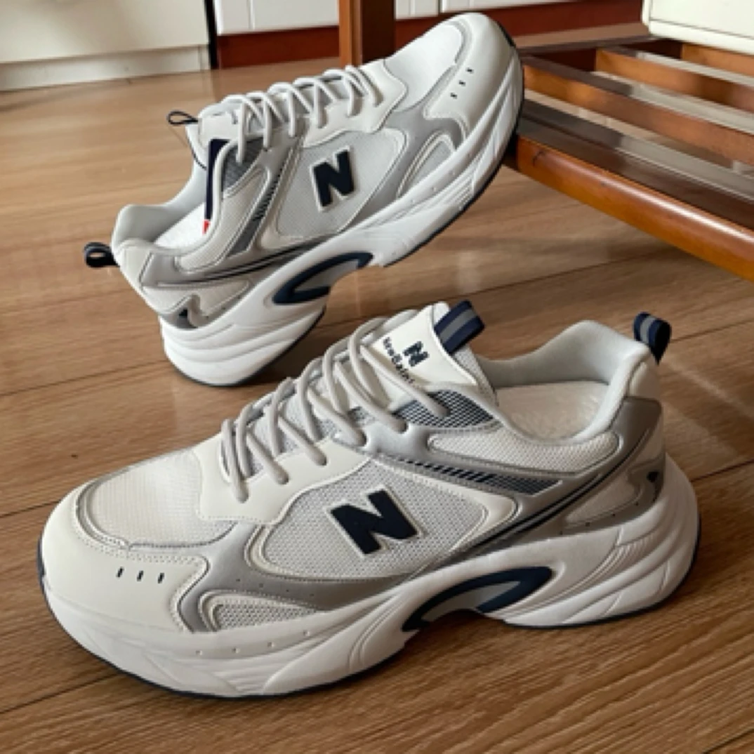 特大码老爹鞋厚底加宽休闲鞋透气网面系带时尚潮鞋男夏季韩版运动