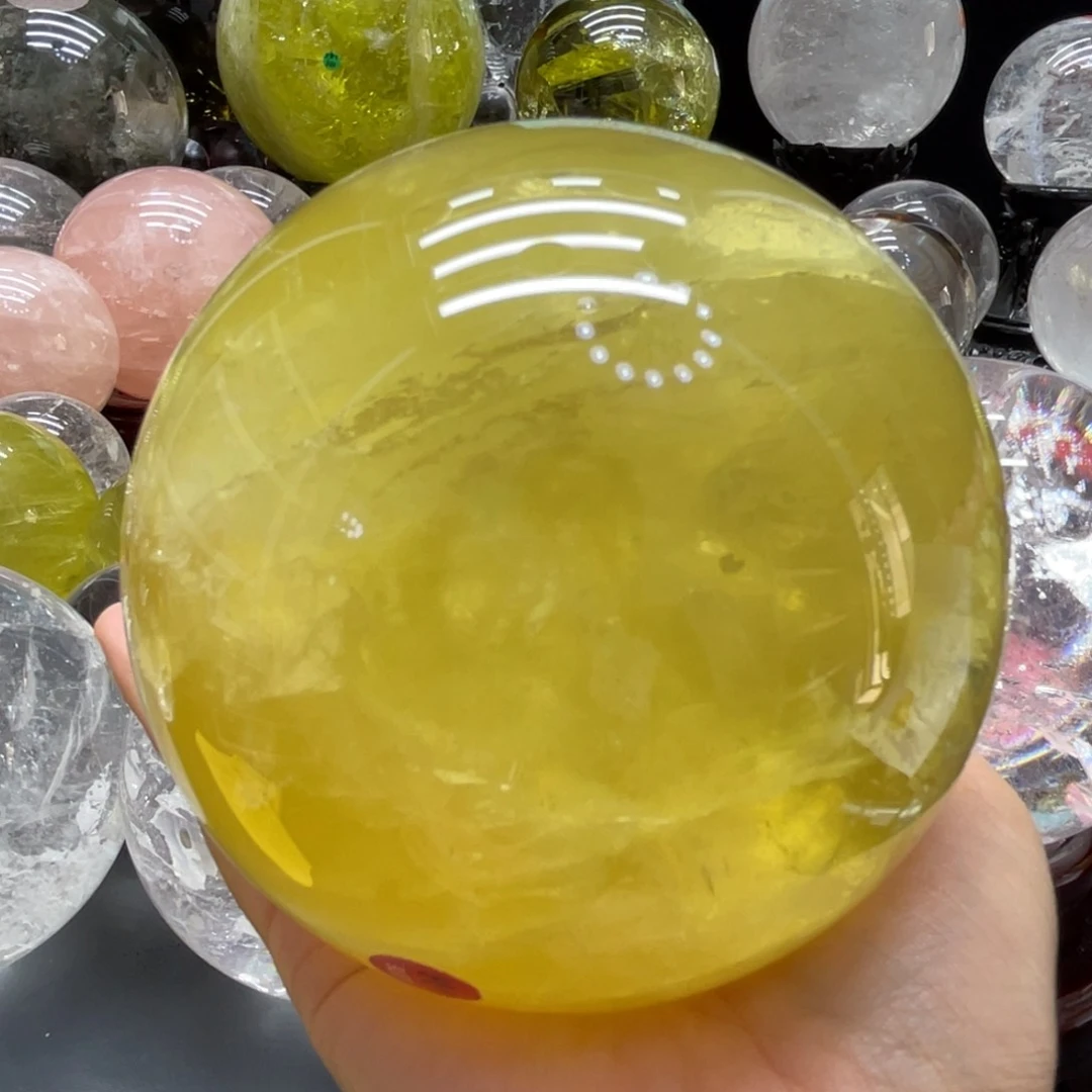 未镶嵌珠宝半成品水晶MM黄水晶球H2376