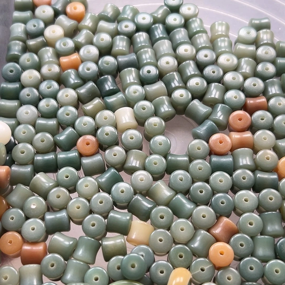 菩提根/象牙果手串微瑕卡9绿色竹节360颗