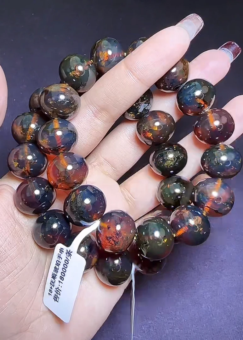 【齐福珠宝】FS001-07/16mm原矿特级抚顺翳王黑花（多样性发其一)