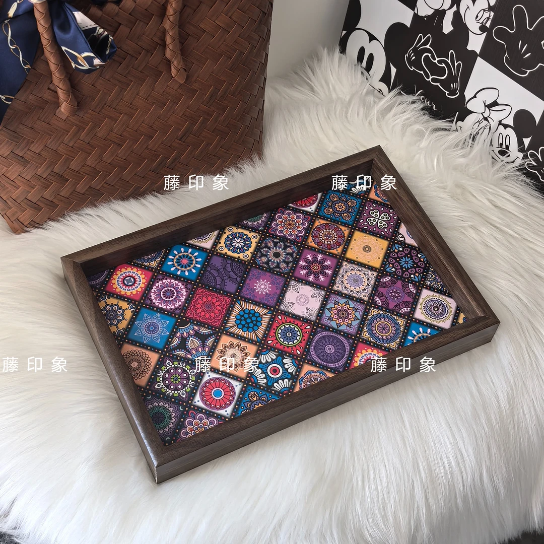 【紫色系】波西米亚风摆件托盘玄关客厅创意置物首饰零食家用收纳盘