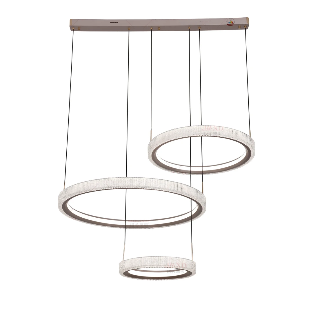 极美照明高级感三圈阳台吊灯轻奢大气圆形家用简约客厅灯餐厅吊灯