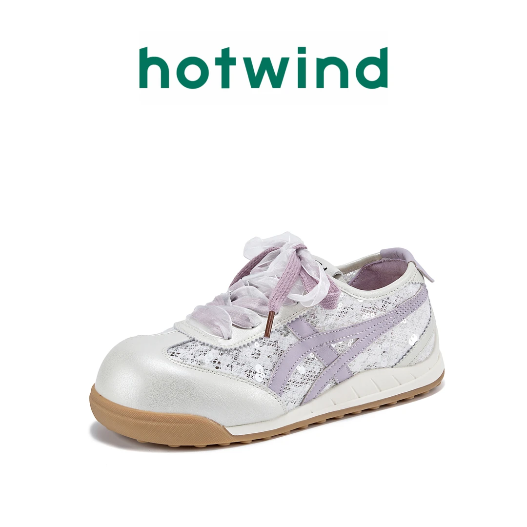 Hotwind/热风夏季新款休闲系带德训鞋百搭品网透气舒适厚底女鞋