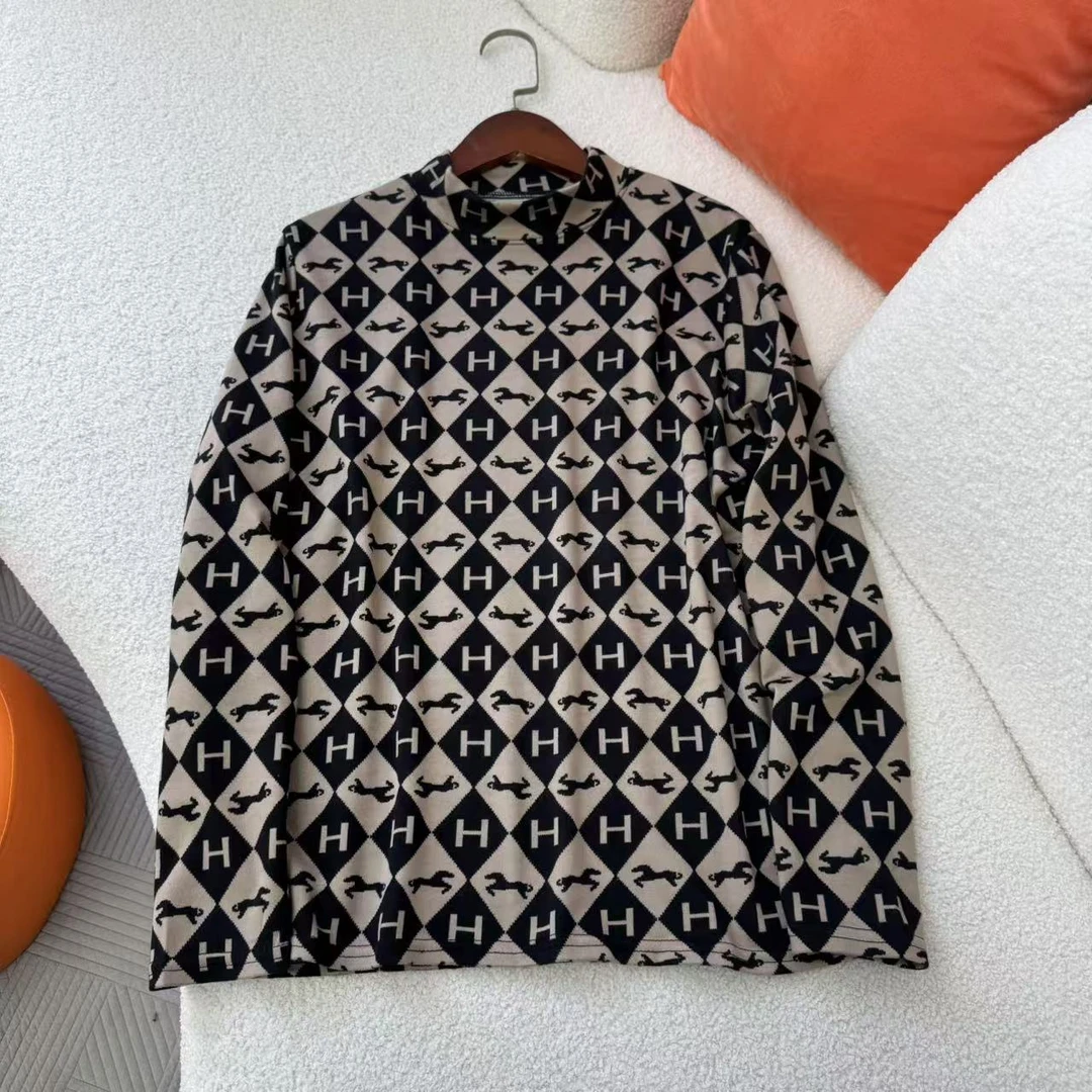 冬女棉质磨毛打底衫小高领打底上衣韩版休闲字母印花T恤衫