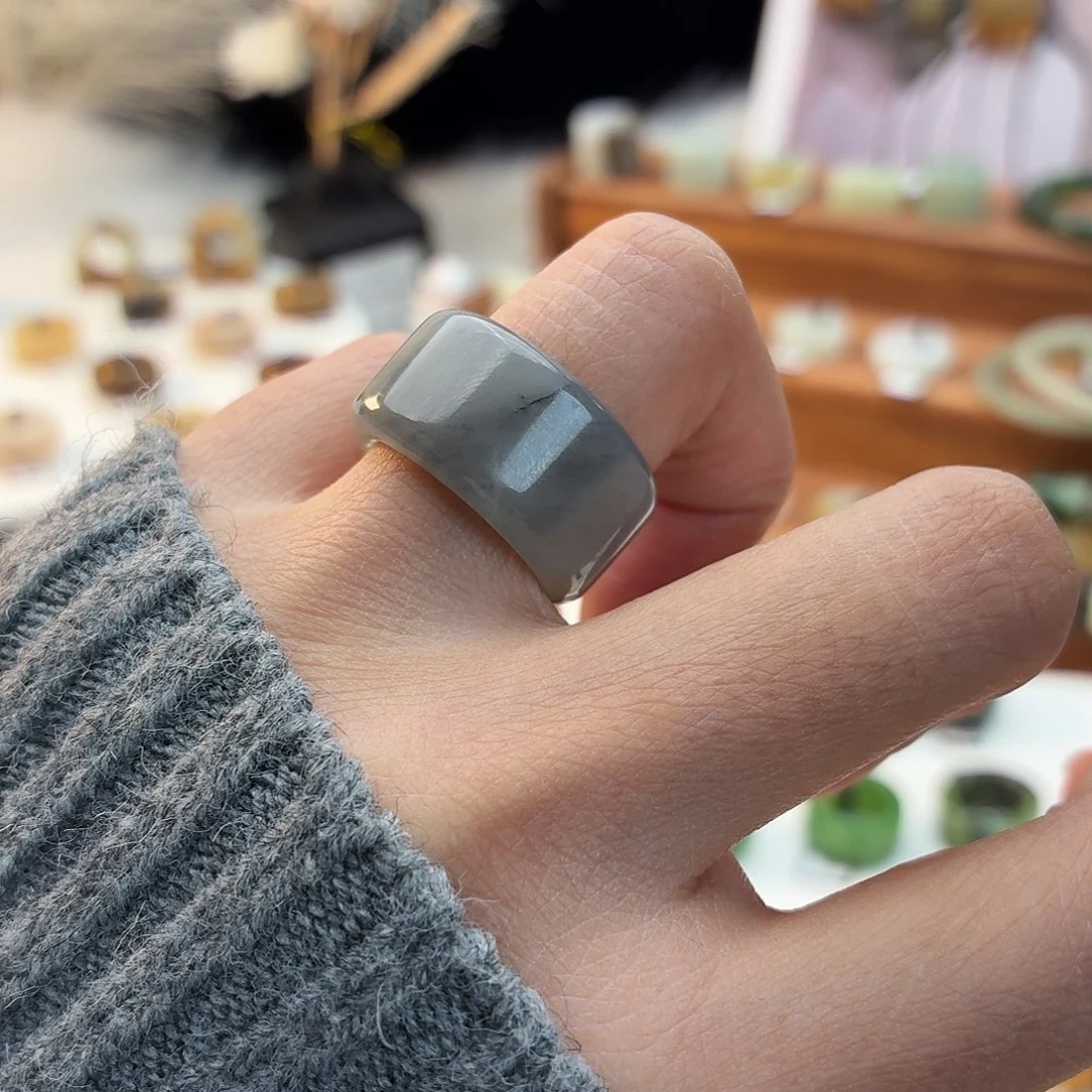 和田玉未镶嵌戒指i66半山圆切16.8不退换