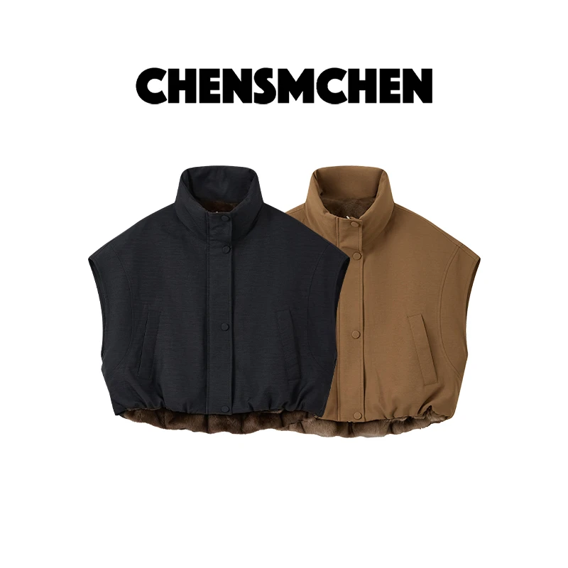 CHENSMCHEN 极简风两面穿马甲女时尚简约气质上衣CSJ11151WY