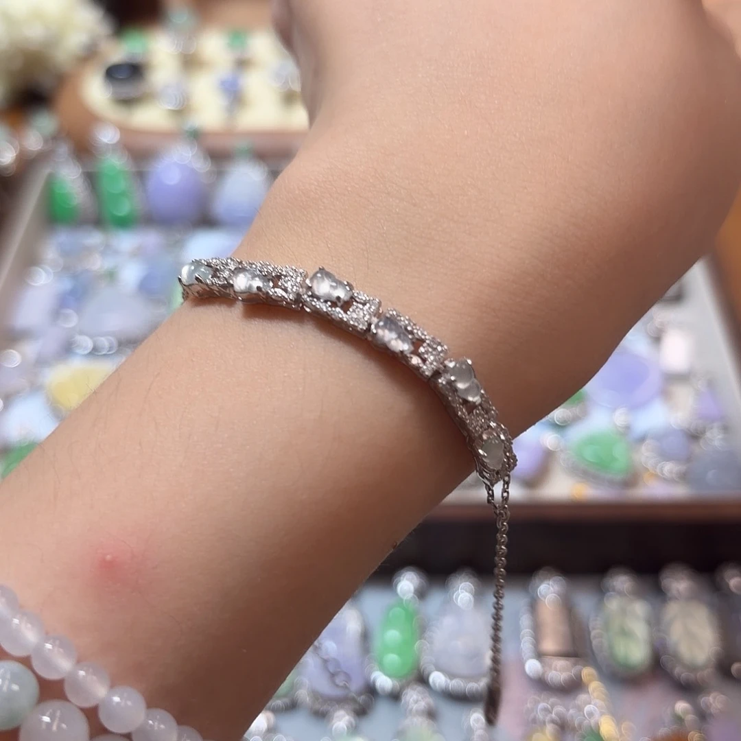 翡翠银S925镶嵌手链