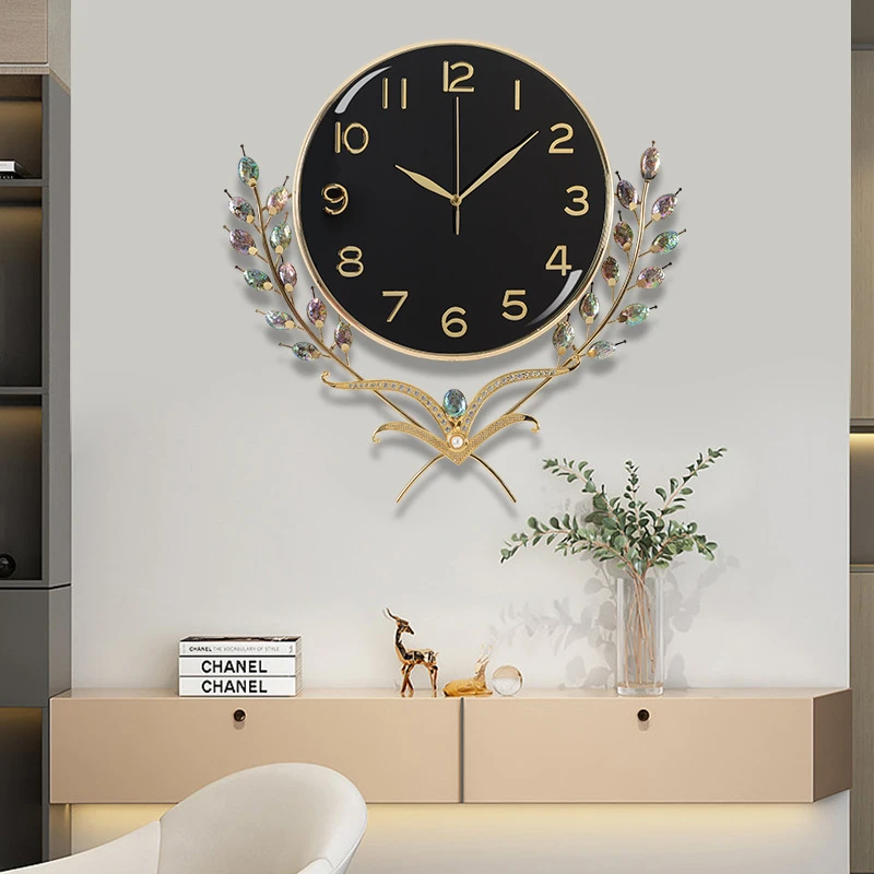 穗穗平安现代轻奢创意挂钟客厅高档装饰钟表静音艺术时钟乔迁钟饰