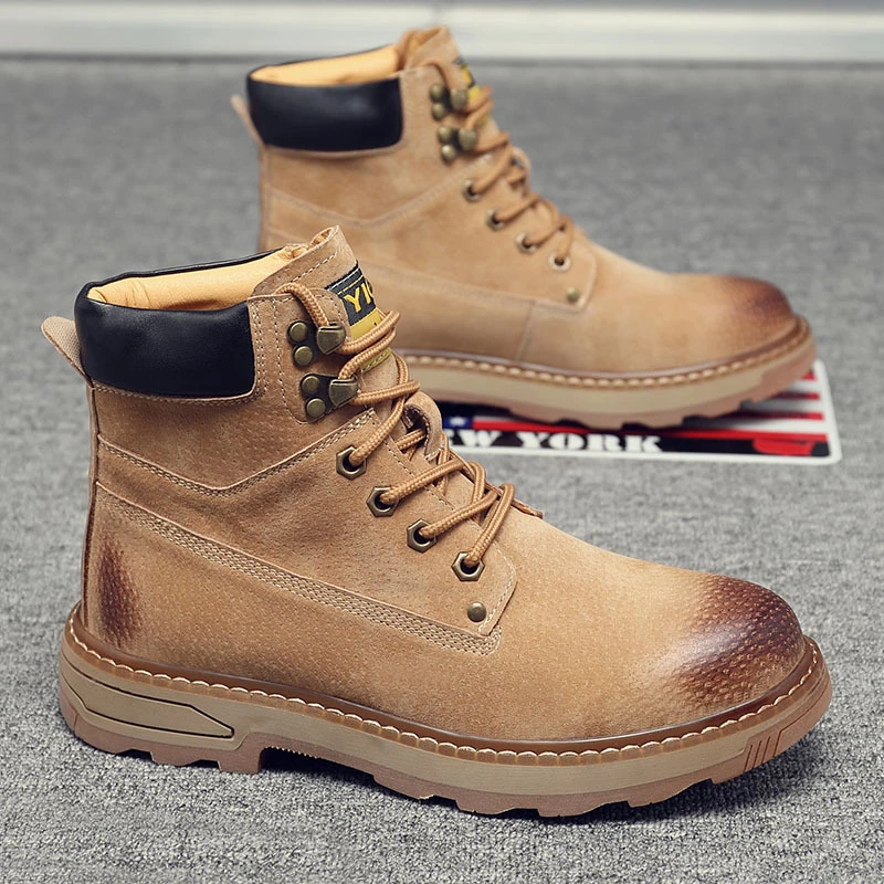 马丁靴男士秋季高帮潮鞋英伦风工装鞋靴子中帮真皮男鞋短靴时尚